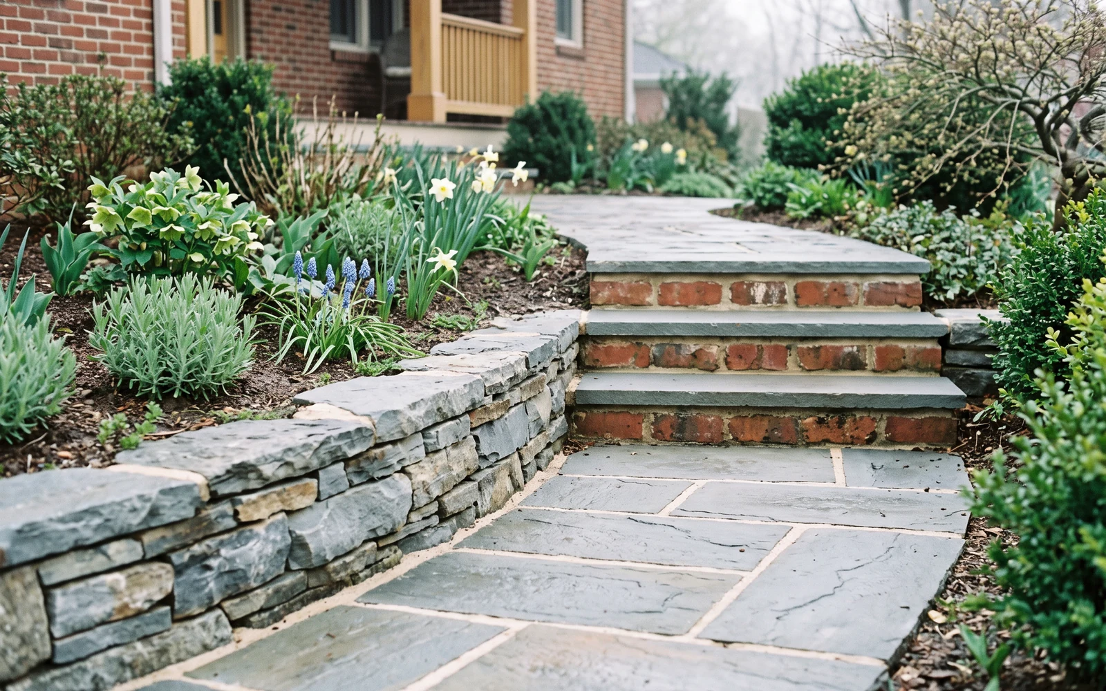 Generated Salem hardscape planning concept showing a distinct hardscape material and transition detail