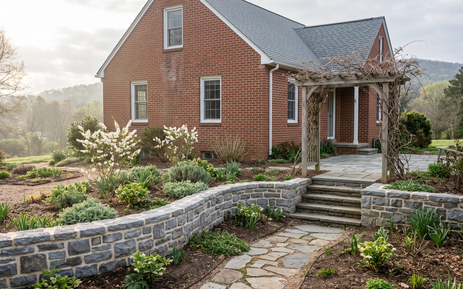 Generated Salem hardscape planning concept showing a distinct property-context planning view